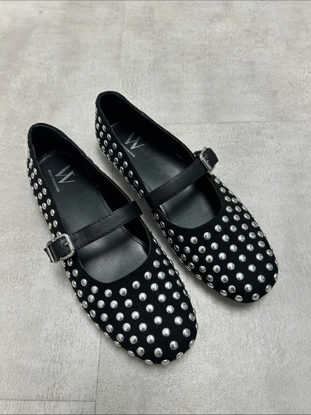 Worthington Dazie Studded Black Mary Jane Flats